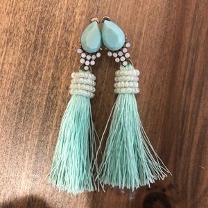 Blue tassel earring